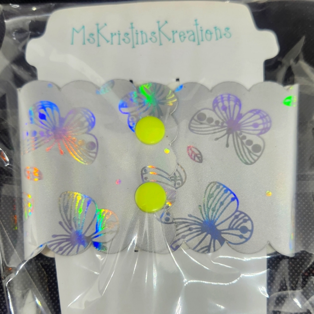 Silver Metallic Butterfly Cup Sleeve